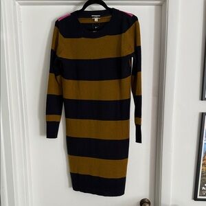 J. Crew Black and Gold Striped Long Sleeve Dress